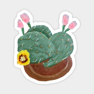 Hand Painted Prickly Pear Cactus Magnet