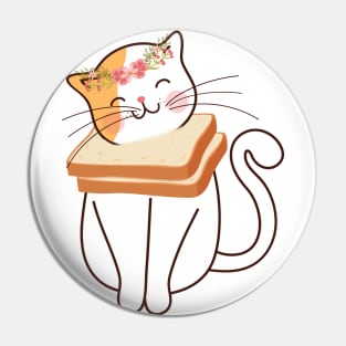 Funny Cat Flower Toast Pin