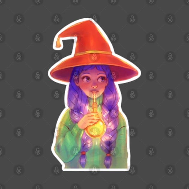 Witch drinking a potion of ideas by Mard_Illus