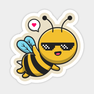 Cute Cool Bee Wearing Glasses Cartoon Magnet