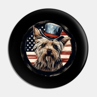 Silky Terrier 4th of July Pin