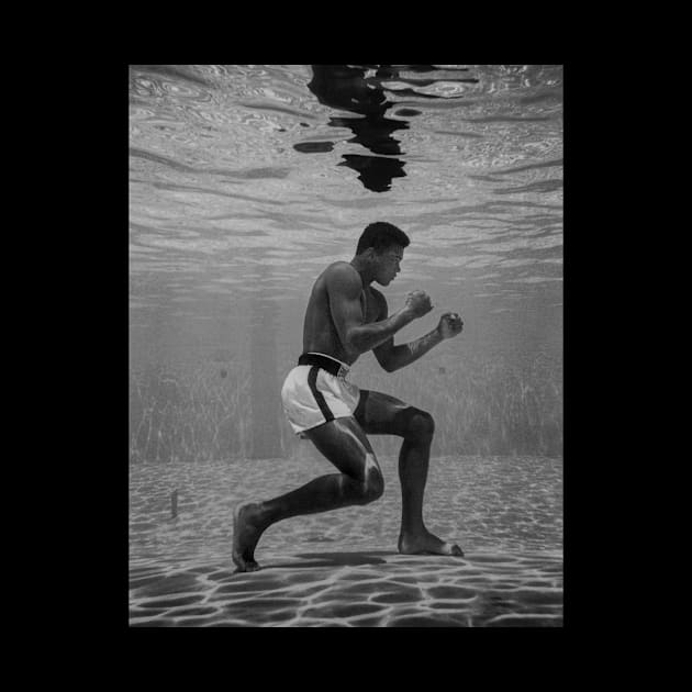 Muhammad Ali Underwater Training - Black and White by Stacy Peters Art