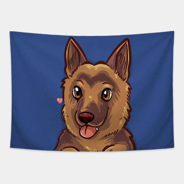 Pocket Cute German Shepherd Alsatian Dog Tapestry by TechraPockets