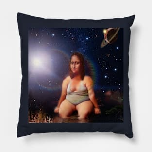 Mona Lisa in the galaxy far far away Pillow