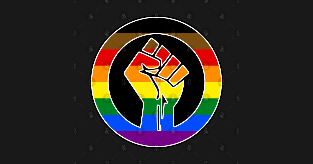 Black Lives Matter Fist Circled LGBTQ Flag People of Color ...