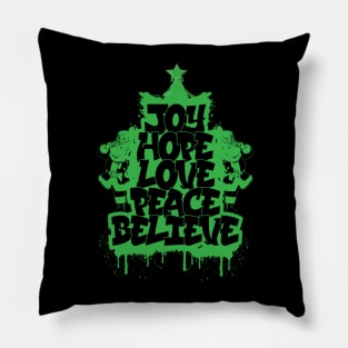 Joy Hope Love Peace Believe | Graffiti T-Shirt Design Pillow