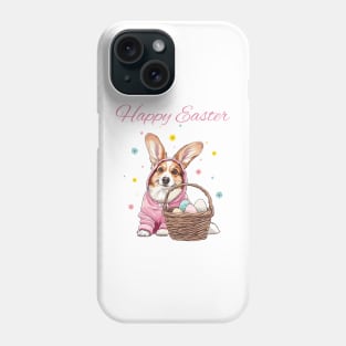 Happy easter corgi bunny dog Phone Case