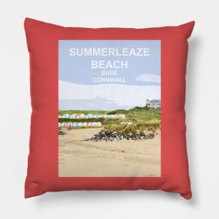 Bude Cornwall.  Summerleaze Beach Cornish gift Kernow Travel location poster Pillow