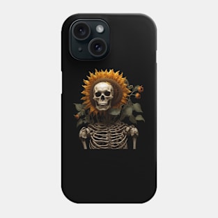 T-shirt sun flower on the skeleton Phone Case