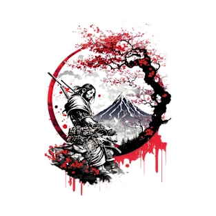 white and red samurai T-Shirt