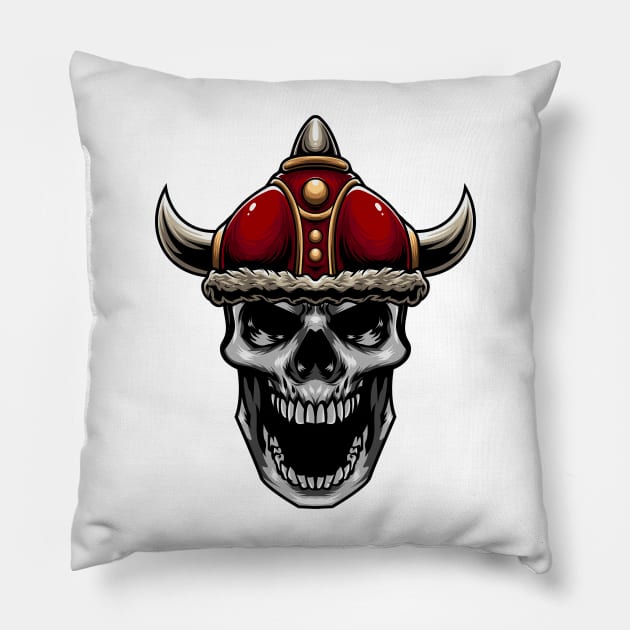 Viking Skull 2.3 Pillow by Harrisaputra