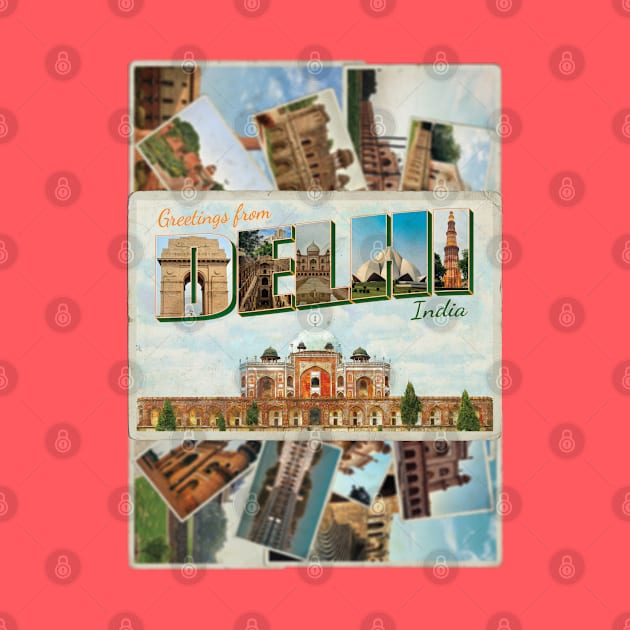 Greetings from Delhi in India Vintage style retro souvenir by DesignerPropo