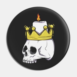 King skull with burning candle Pin