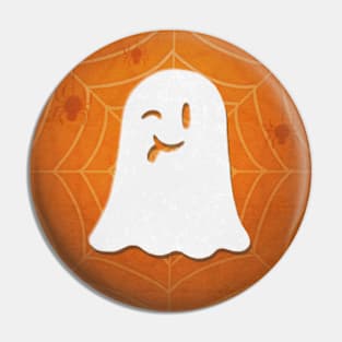 Cute Ghost - orange spiderweb Pin