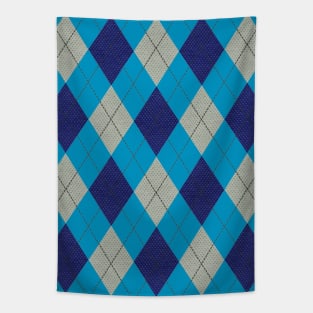 Gray and Blue Argyle Tapestry
