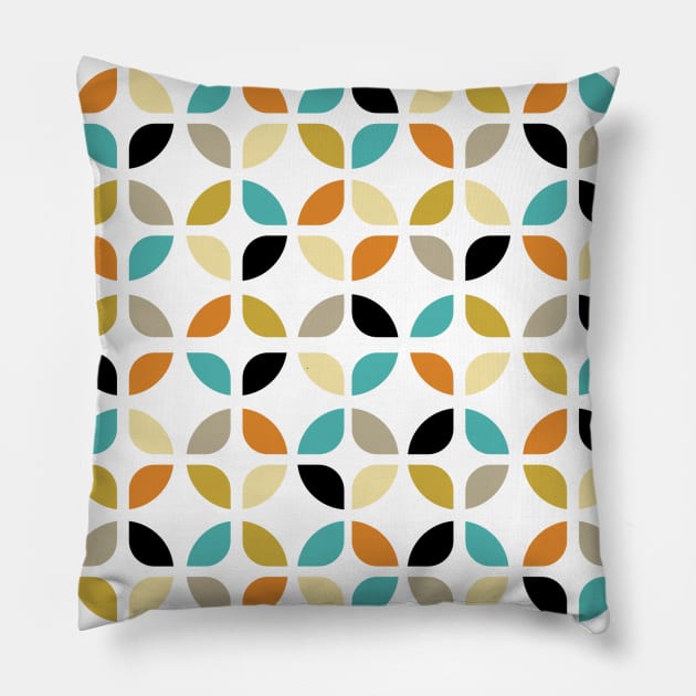 Mid Century Colorful Circles Geometric Pattern Pillow by OrchardBerry