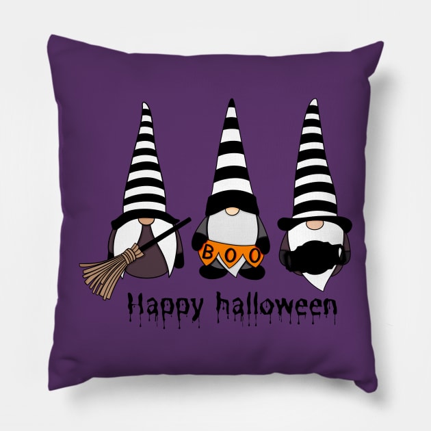 Happy Halloween! Cute Gnomes with Hats  Autumn Vibes Halloween Boo Thanksgiving and Fall Color Lovers Pillow by BellaPixel