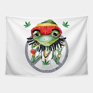 Chill Frog with a Smile - Rolling into Happines Tapestry