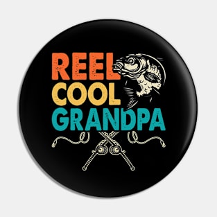 Reel Cool Grandpa Fishing Retro Vintage Pin