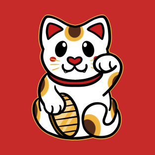 Cute Maneki Neko - White T-Shirt