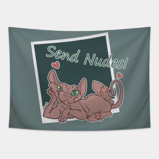 Send Nudes Cat Tapestry by TaksArt