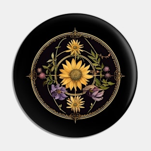 Sunflower Floral Wheel Pin