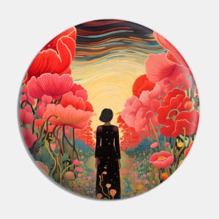 Woman in dreamy Popper flower garden Pin