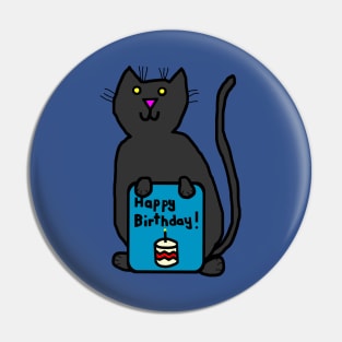 Cute Cat with Birthday Greetings Pin