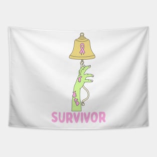 Funny zombie halloween breast cancer chemo bell Tapestry