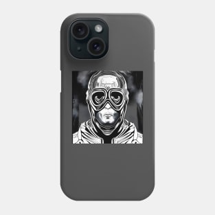 man wearing a helmet and goggles Phone Case