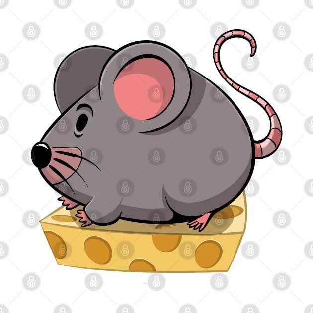 Little Mouse on Cheese by Black Tee Inc