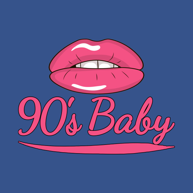 Disover 90s Baby - Lips, Women, Girly, Pink - 90s Baby - T-Shirt