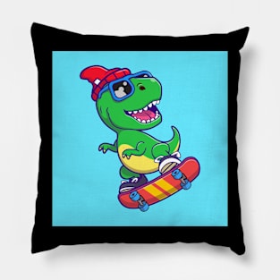 cute_dinosaur_playing_skateboard_vector_illustration Pillow