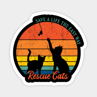 Retro Circle Rescue Cats Magnet