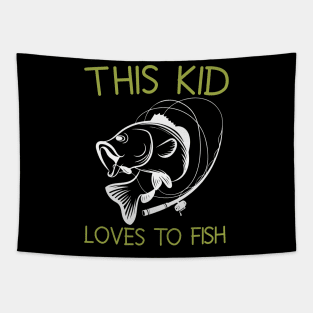 This Kid Loves To Fish Tapestry