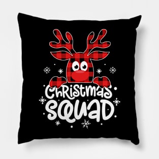 Christmas Squad Buffalo Plaid Reindeer Family Matching Pajamas Pillow