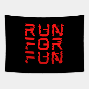 Run for Fun glitchy style Tapestry