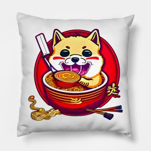 Kawaii Shiba Inu eat Ramen Noodle-Loving Pillow