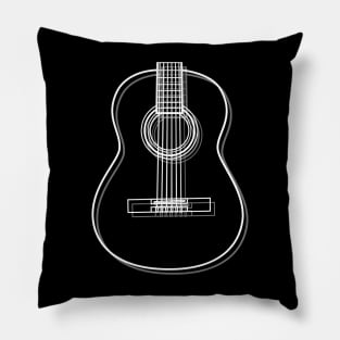 Classical Acoustic Guitar Body Outline Dark Theme Pillow