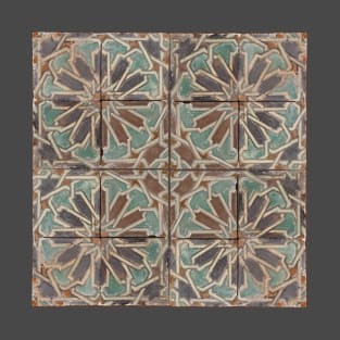 "Vintage Cuenca Tiles in Brown, White, and Turquoise Green", 1400s or 1500s, Spain, cleaned and restored T-Shirt