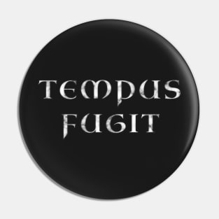 Tempus Fugit, Roman Latin Motto - Marble over Blood Red Leather Pin