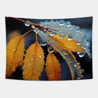 Autumn Elegance: Dewdrops on Fall Foliage Tapestry