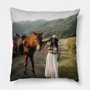The Woman And The Horse Pillow