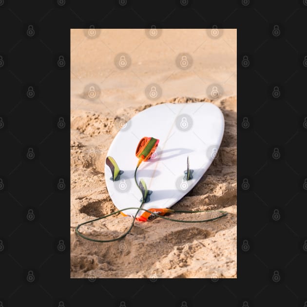 Surfboard on beach by homydesign