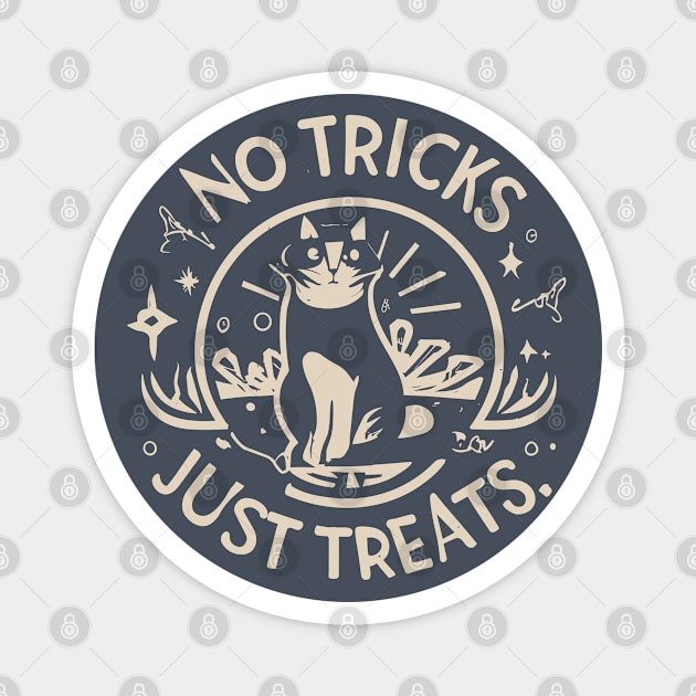 Halloween 'no tricks just treats' kawaii cat letter Magnet by BonusSingh