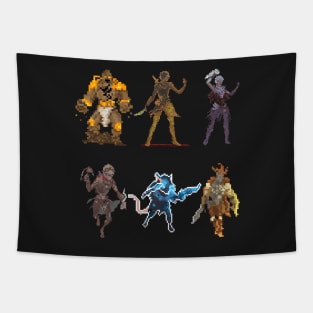 Gloomhaven Starter Characters Pixel Design - Board Game Inspired Graphic - Tabletop Gaming Tapestry