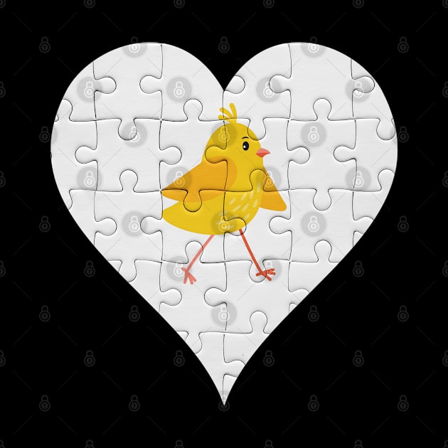 Jigsaw  Chick Heart Design - Farm Animals Chick by giftideas