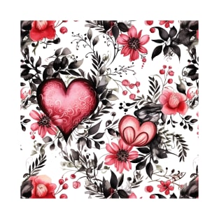 Gothic Valentines Watercolor Pattern #1 T-Shirt