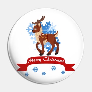 Merry Christmas Reindeer Pin