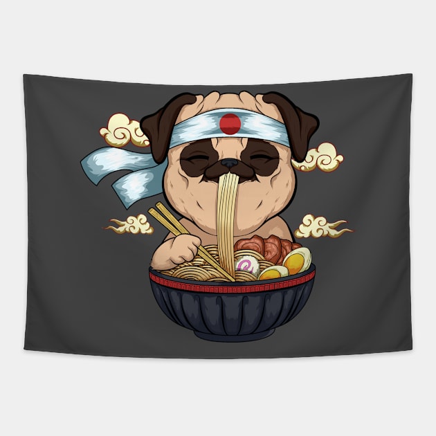 Chinese food pug lovers Tapestry by the house of parodies